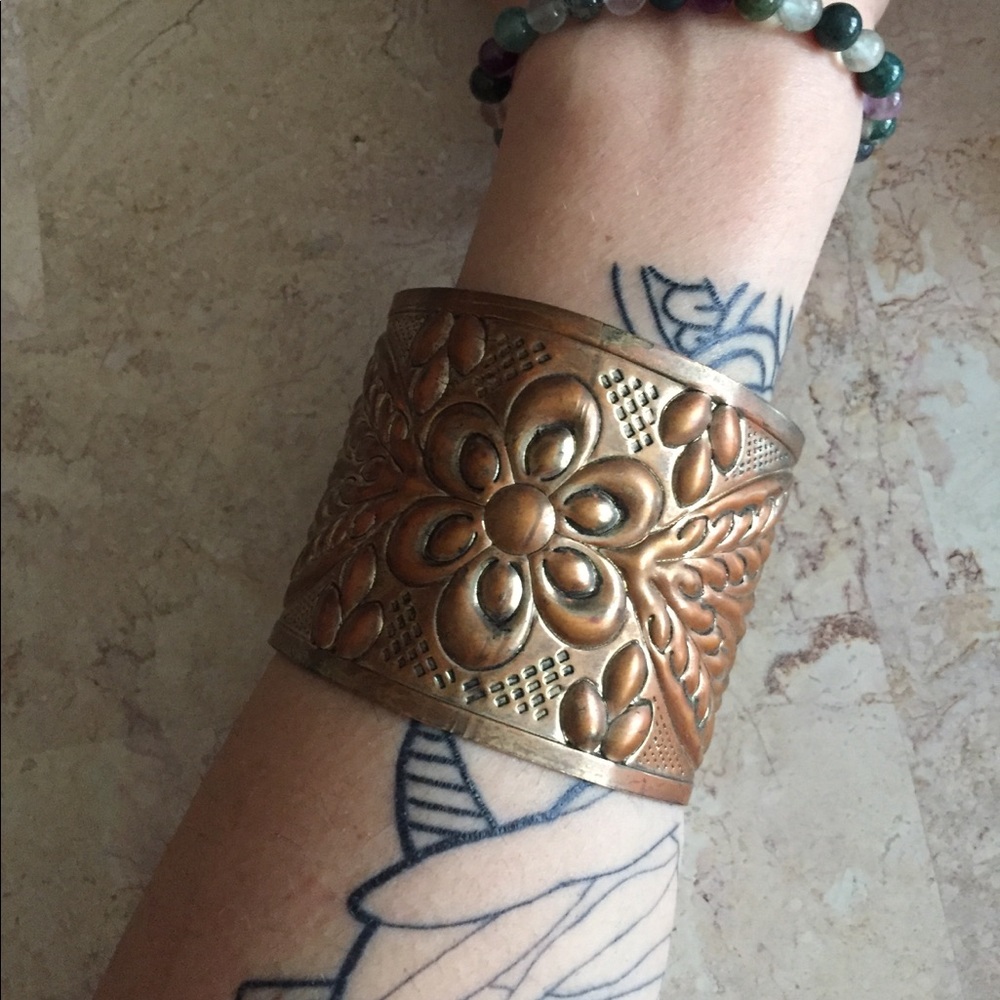 Copper and Gold Floral Arm Cuff